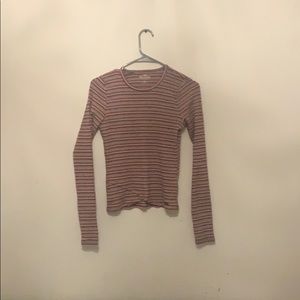 Hollister Pink Blue Black White Long Sleeve Stripe
